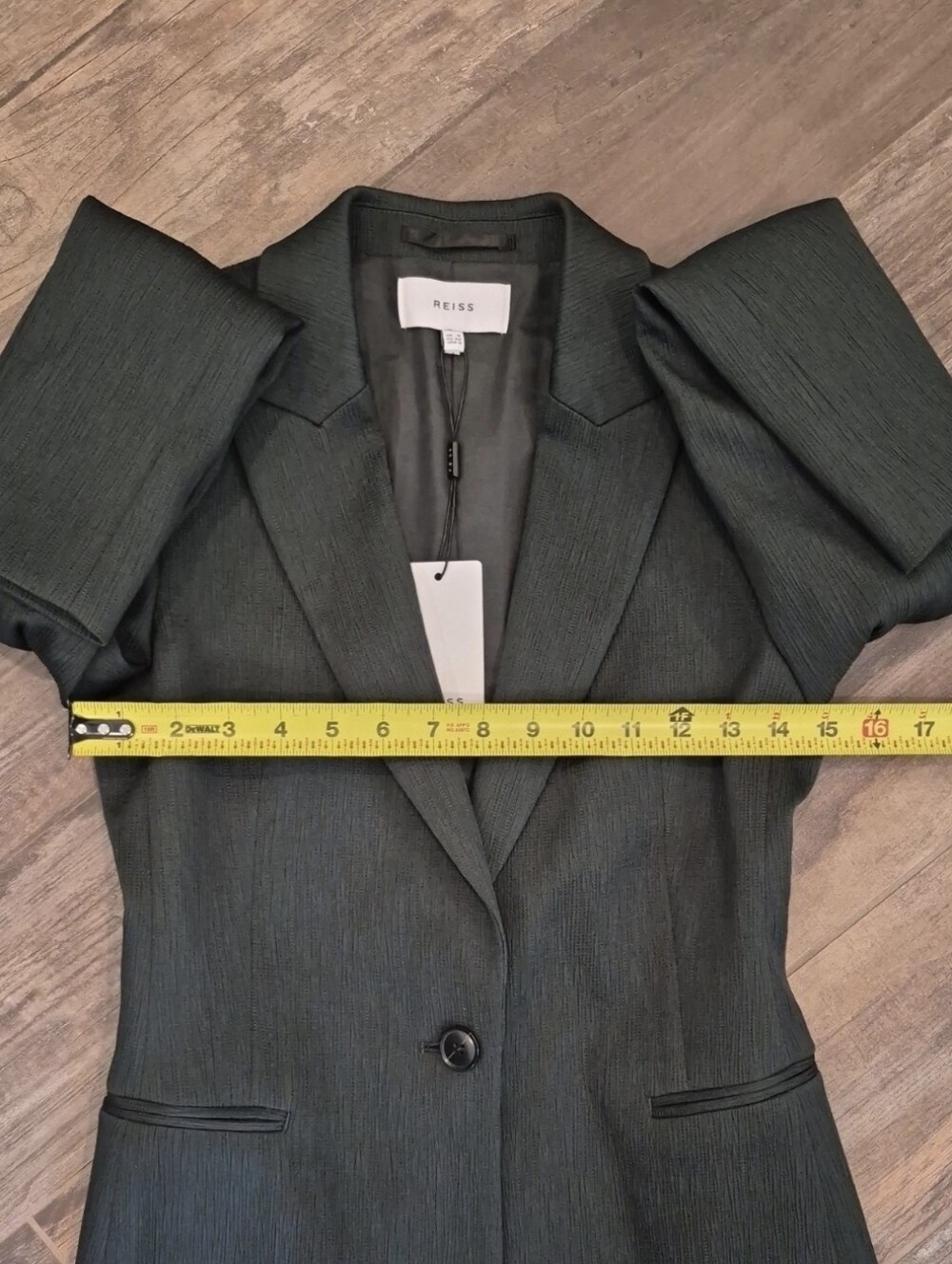 0/2 Reiss Neya Textured Tailored Fully Lined Blazer, Petrol Blue Hunter Green - Picture 10 of 14